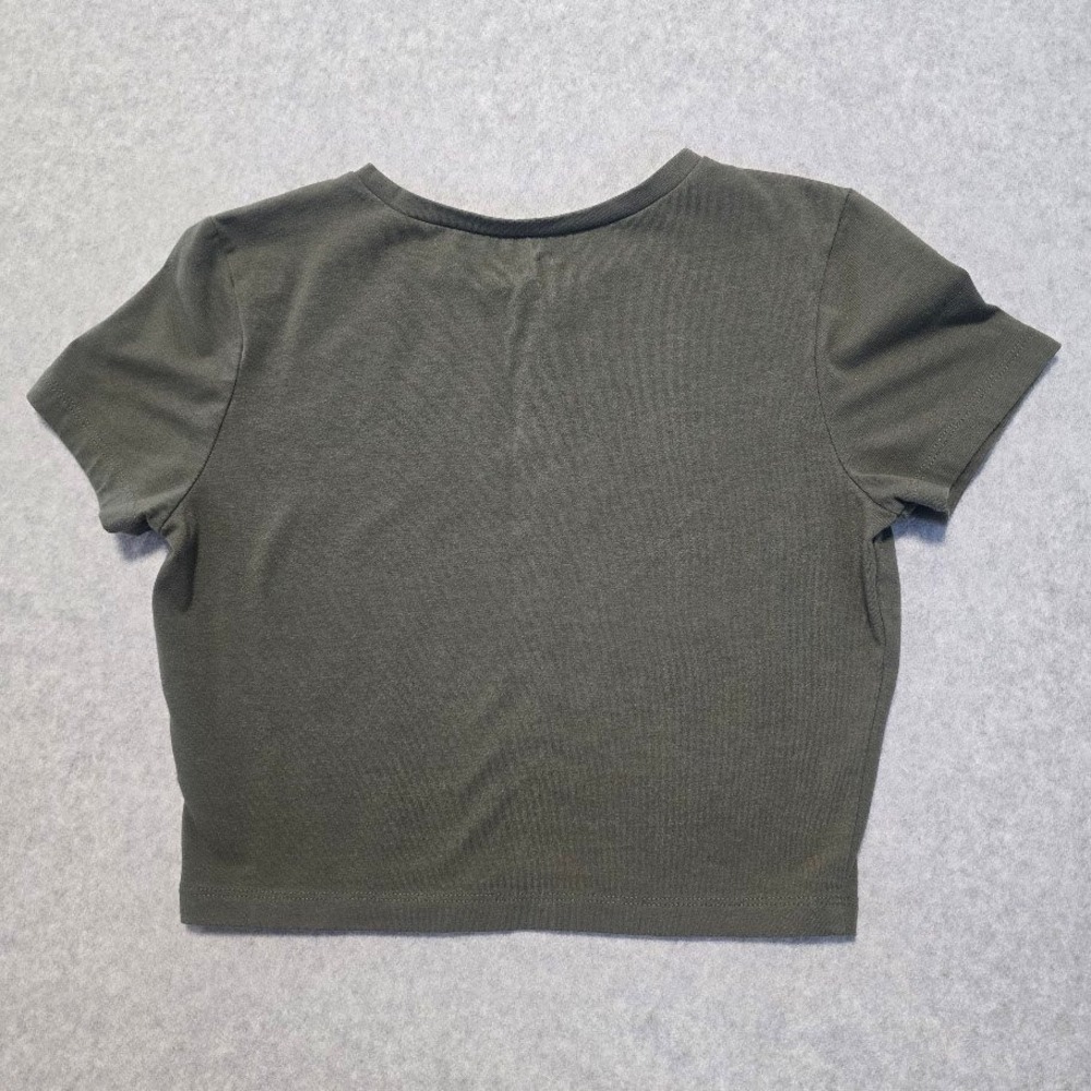 Wild Fable Crop Top Women M Baby Tee Olive Green Earthy Gorpcore Minimalist Sage - Picture 4 of 6